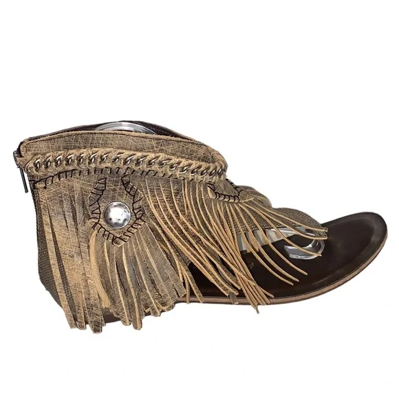 Naughty Monkey Brown Fringe Sandals 10 - Picture 2 of 16